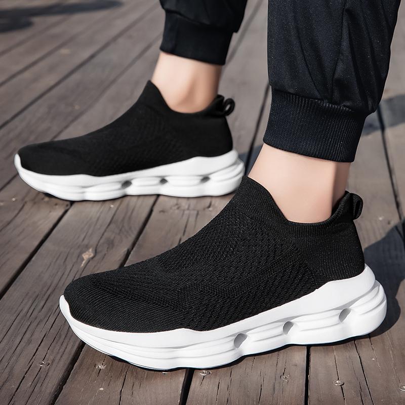 Women's Blue Black Khaki Sport Shoes Men Casual Lightweight Slip On Walking Socks Shoes Couple Jogging Sneakers