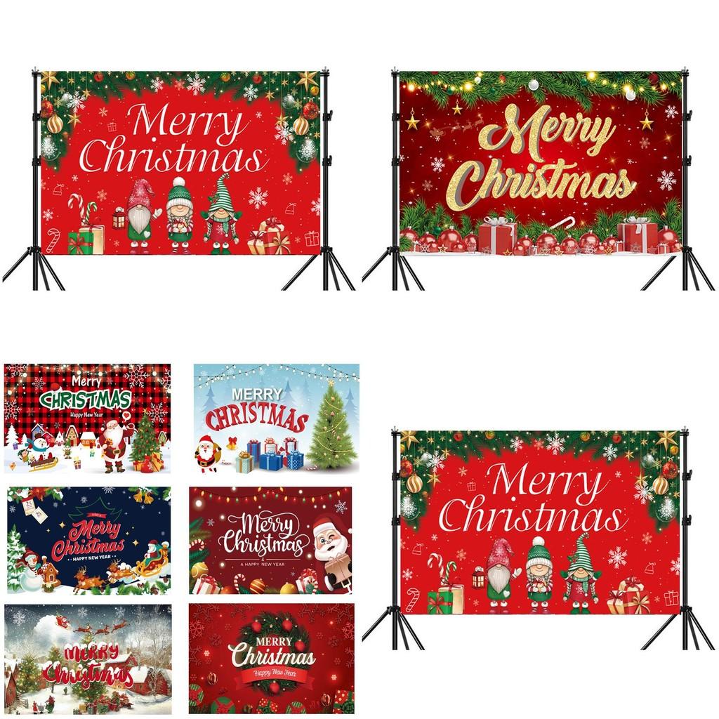 Christmas Background Banner Polyester Festival Party Decor For Holiday Event