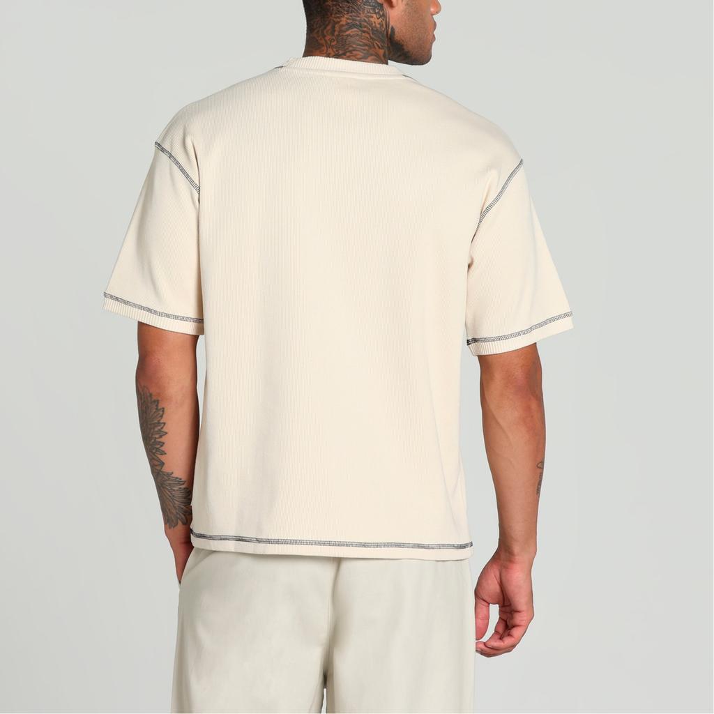 Puma Solid Color Loose Fit Crew Neck Short Sleeve T-Shirt Men Tops Beige 629346-87