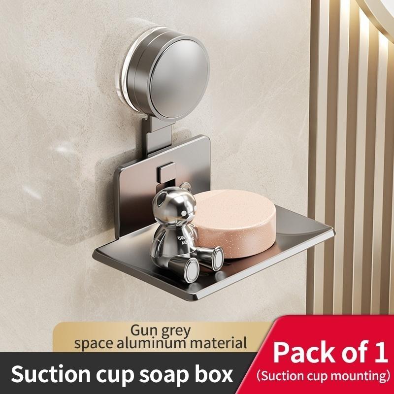 No-Drill Suction Cup Storage Rack Soap Storage Rack Toilet Drain Box Wall-mounted Bathroom Soap Storage Rack Household Soap Box