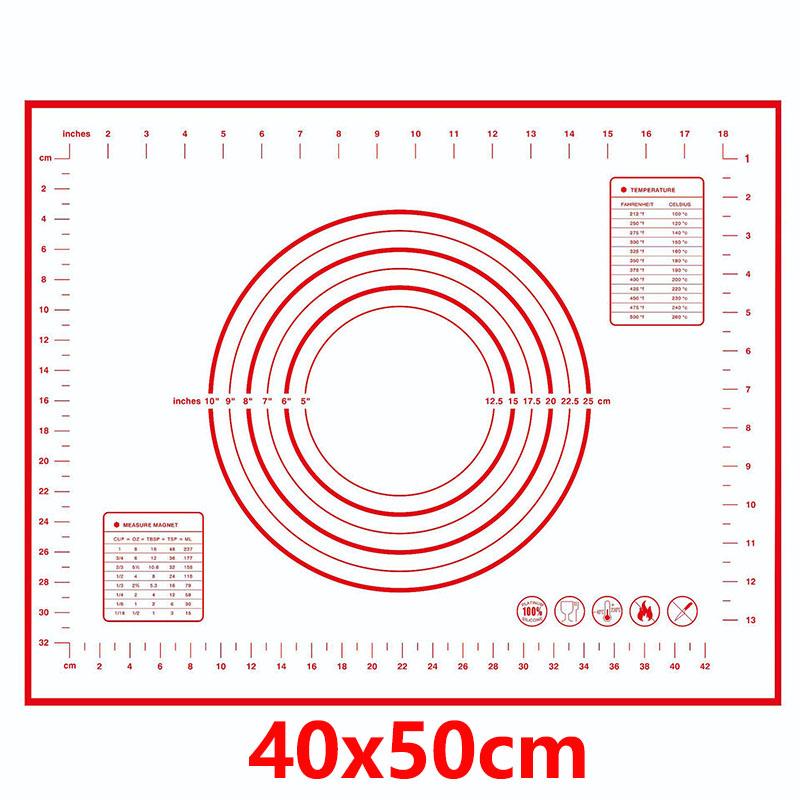 8 Size Silicone Baking Mat Reusable Nonstick Baking Sheet Thick Dough Rolling Mat with Measurements and Edge Heightening JT606