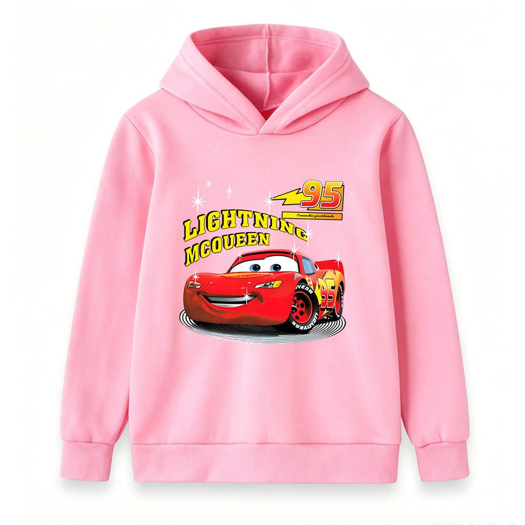 Kids Boys Girls Cute Red Racing Car 95 Graphic Print Casual Pullover Hoodie Soft Long Sleeve Warm Hooded Sweatshirt For Daily Wear And Sport