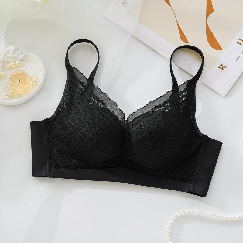 Naked seamless underwear adjustment, small breasts gather and show large upper support, anti-sagging, no steel ring mulberry silk bra