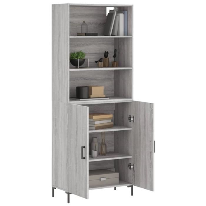 VidaXL Highboard Sonoma Grey 69.5x34x180 Cm Engineered Wood 3189259
