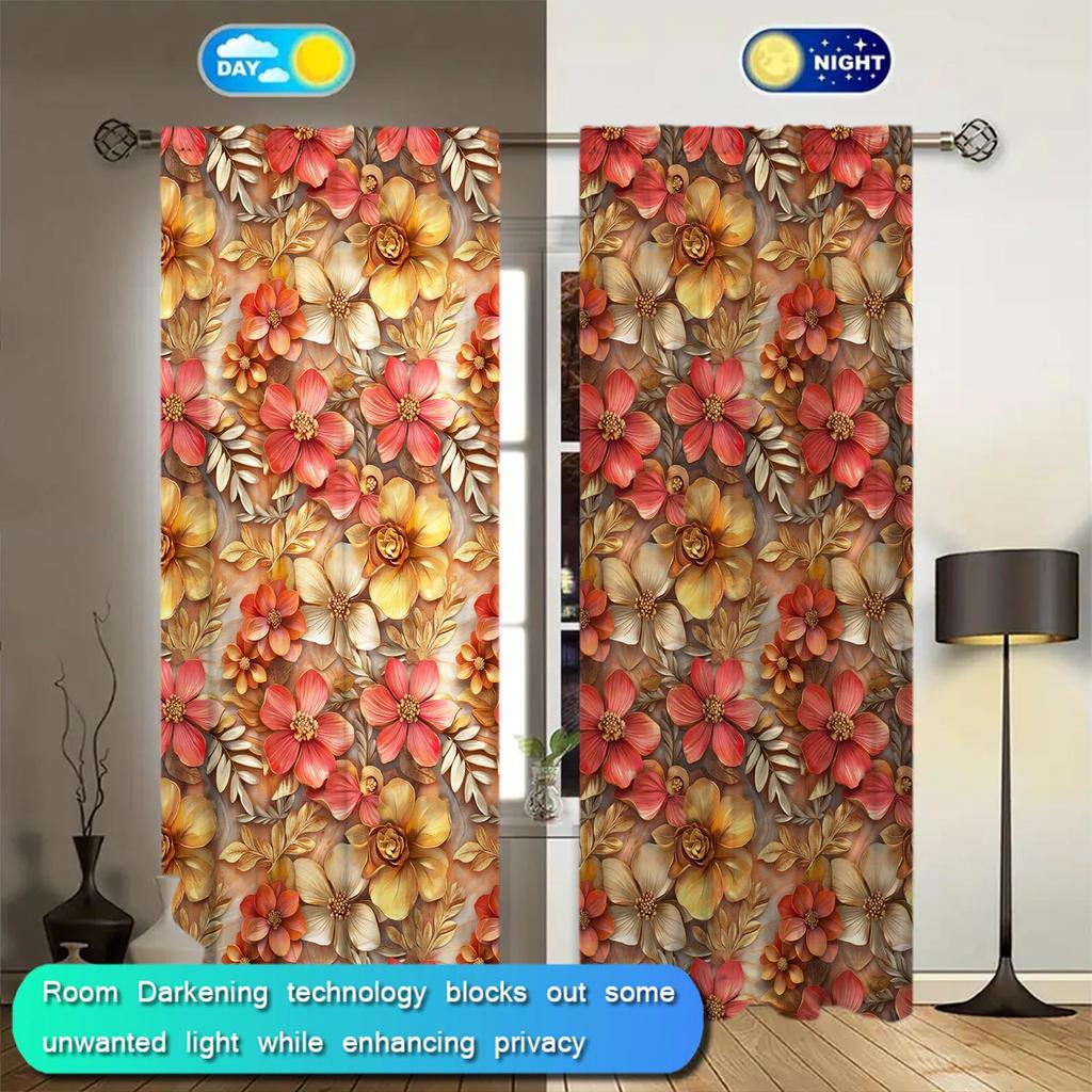 2pcs Three Dimensional Relief Flower Curtains Animal Themed Curtains Shade and Privacy Protection