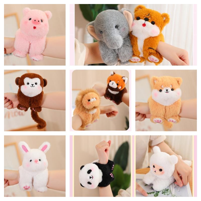 Cute Animal Plush Toys With Snap Bracelet Adorable Elephant And Lion Hand Ring Stuffed Doll For Kids