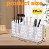 2 Pcs Acrylic Makeup Brush Holder,3 Compartment Cosmetic Organizer,Bathroom Vanity Countertop Storage for Brushes Beauty Tools Pencils Pens Bathroom