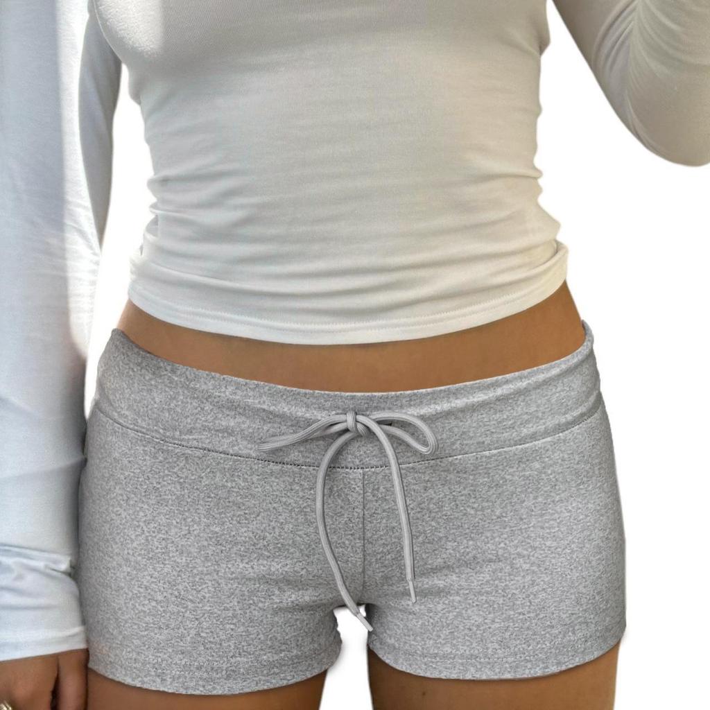 European & American Sexy Low-Waist Lace-Up Yoga Shorts: Athletic, Casual Fit