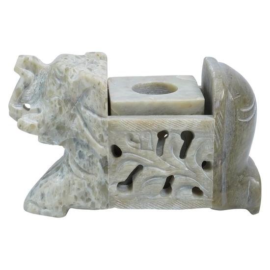 

Crocon Подсвечник и подставка для благовоний из стеатита ручной работы «Слон» – Подставка для нескольких благовонных палочек с дизайном слона, Идеально подходит для дома, офиса