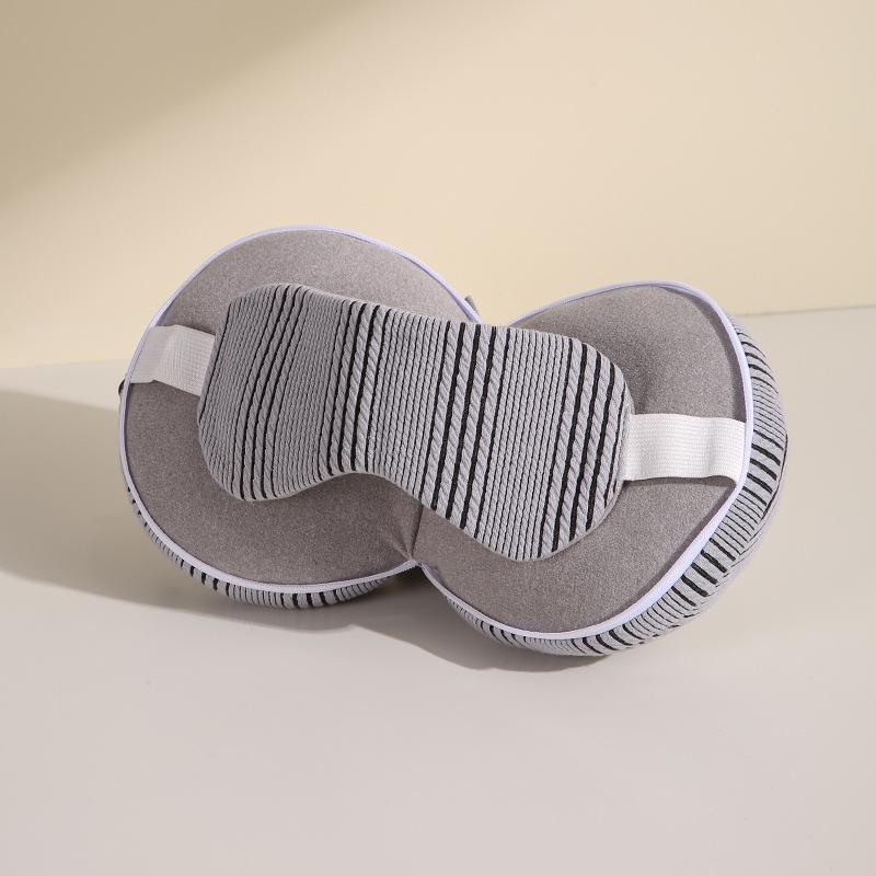 Dual Function U-Shaped Neck Pillow & Eye Mask for Travel and Naps - Dark Plaid Design