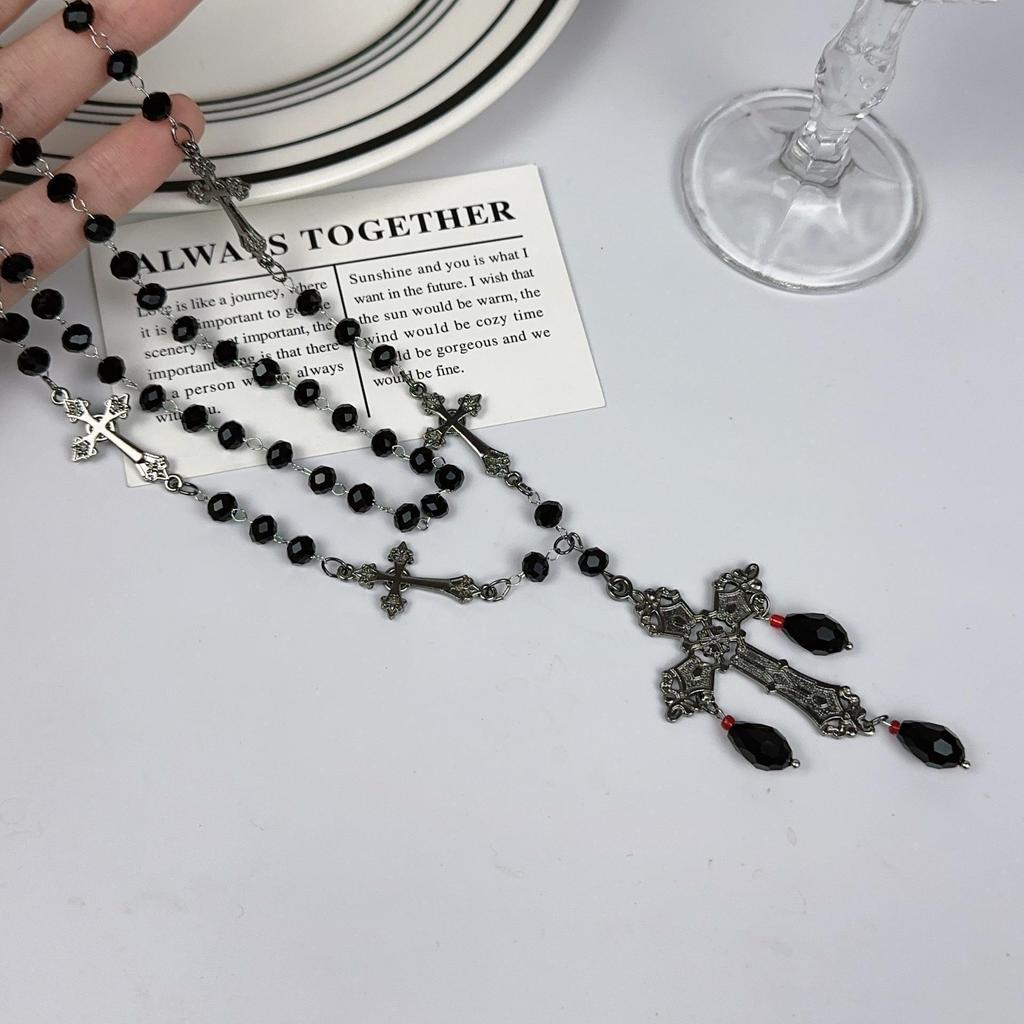 Layered Gothic Cross Necklace & Sweater Chain for Women