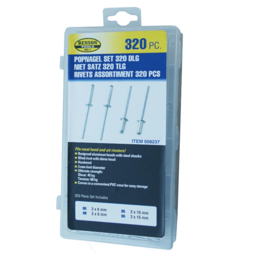 kit de 320 remaches tamaños varios