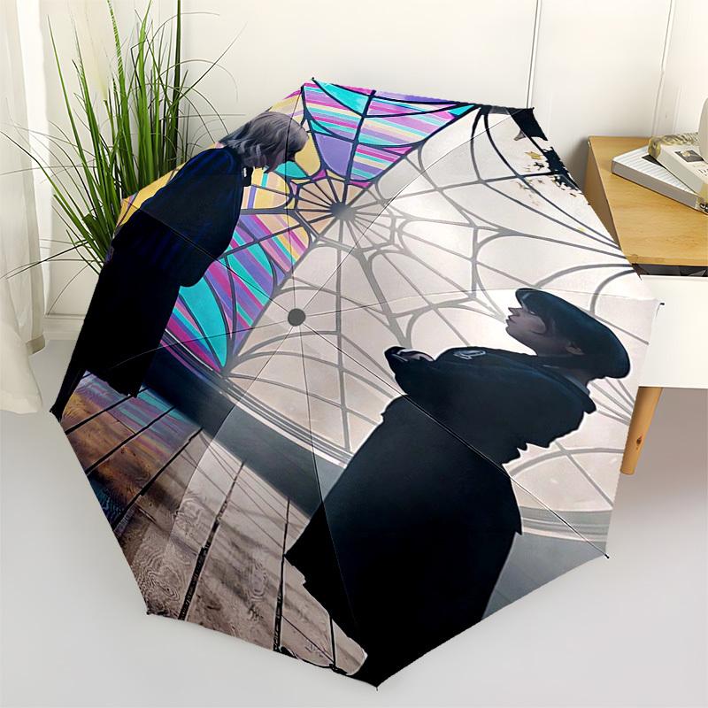 

Stained Glass Window Silhouettes Themed Automatic Opening and Closing Umbrella, Compact Travel Umbrella, Lightweight and Portable, Suitable