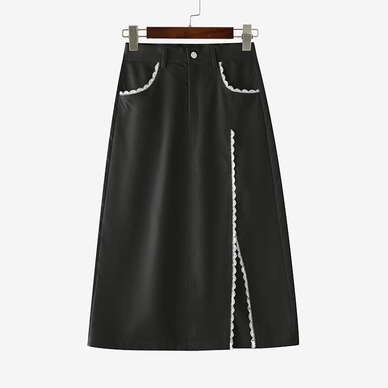 

ZANZEA Женские повседневные летние миди-юбки с кружевной отделкой 5XL чёрный