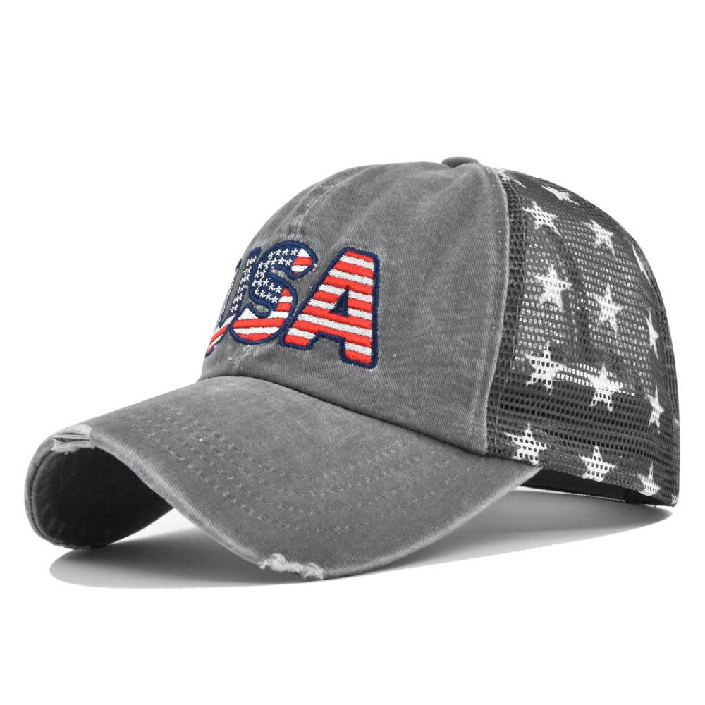 Three-dimensional Embroidery Baseball Cap Washed Embroidered Cap Mesh Cap Five-pointed Star Mesh Cap