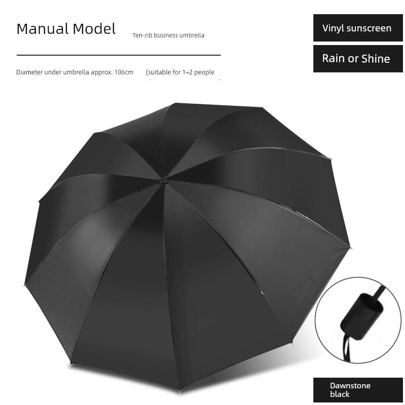 Fully Automatic Large Umbrella, Dual-Purpose for Rain and Sun, Black Rubber Sun Protection Umbrella, Foldable High-End Sunshade Umbrella