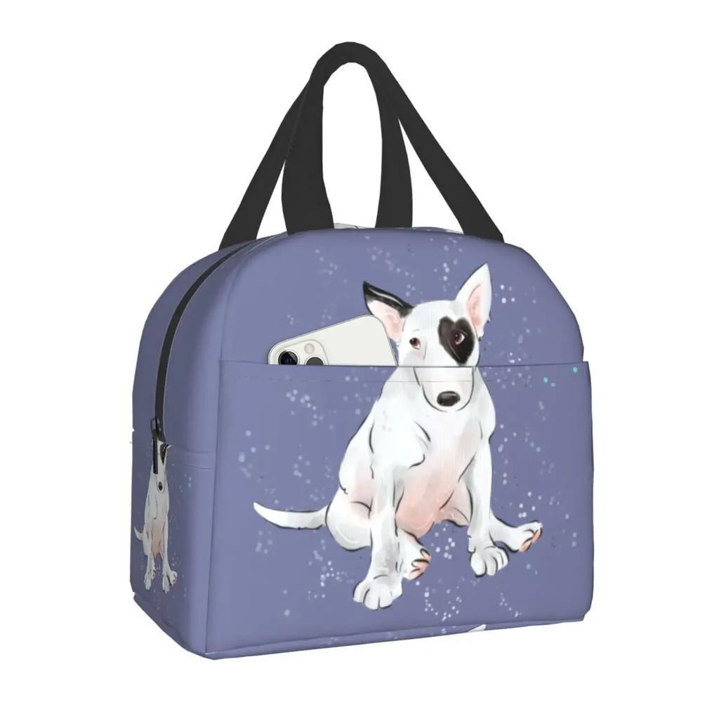 Bull Terrier Dog In Floral Lunch Box Women Multifunction Thermal Cooler Warm Food Insulated Lunch Bag For Kids School Children