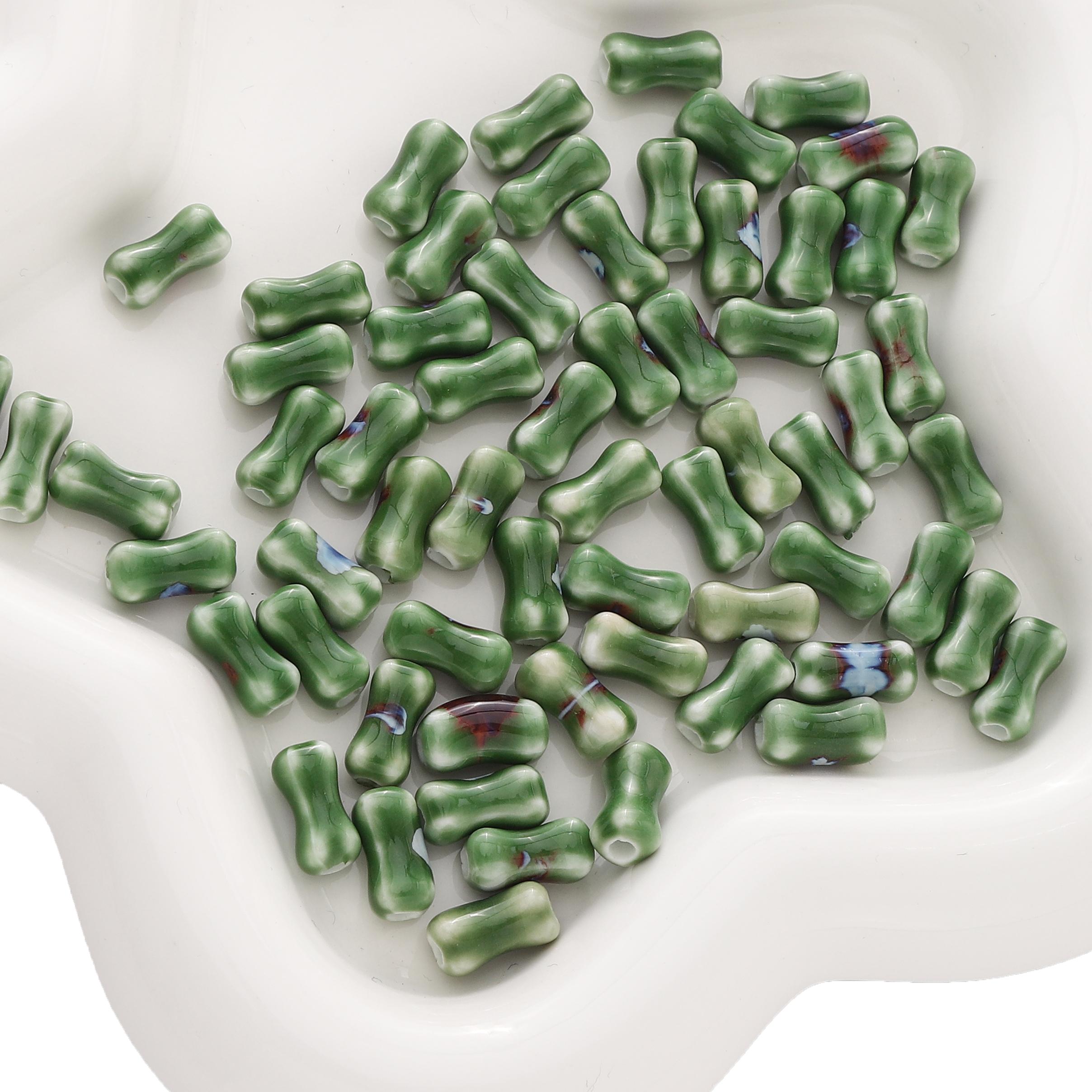 

2-10 шт. Керамические бусины ручной росписи костяной интервал разбросанные бусины для самостоятельного изготовления браслетов ожерелий ювелирных изделий 2pcs зелёный