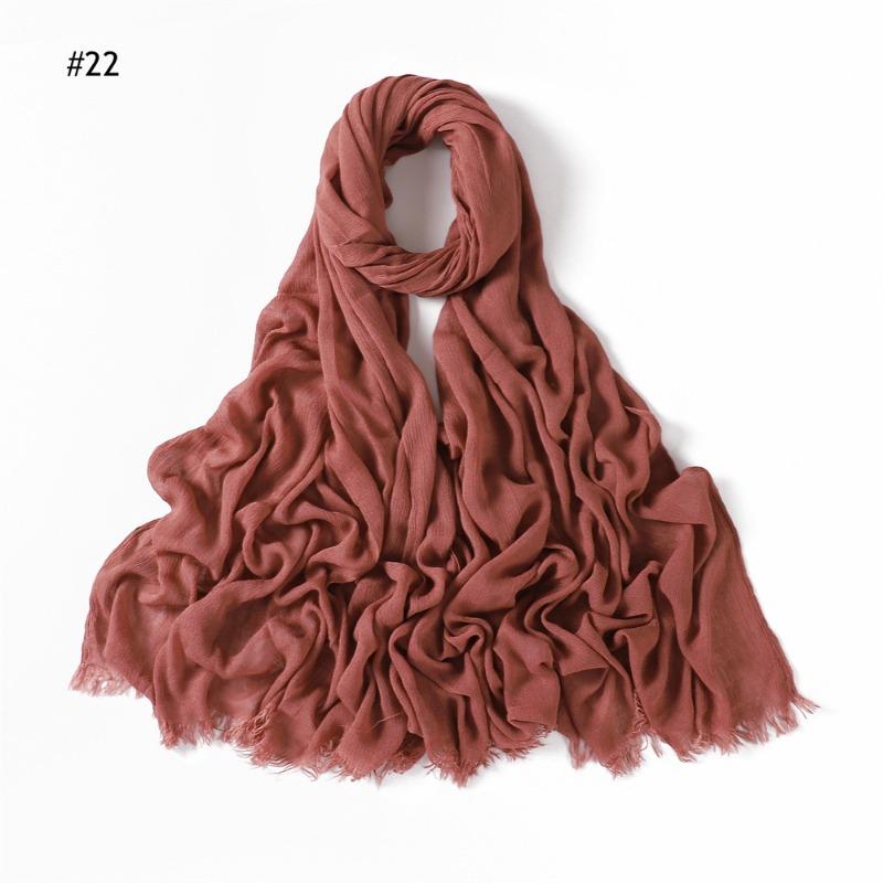 % Rayon Pleated Solid Color Human Cotton Two-end Beard Bag Headscarf Female, New Breathable Soft Scarf