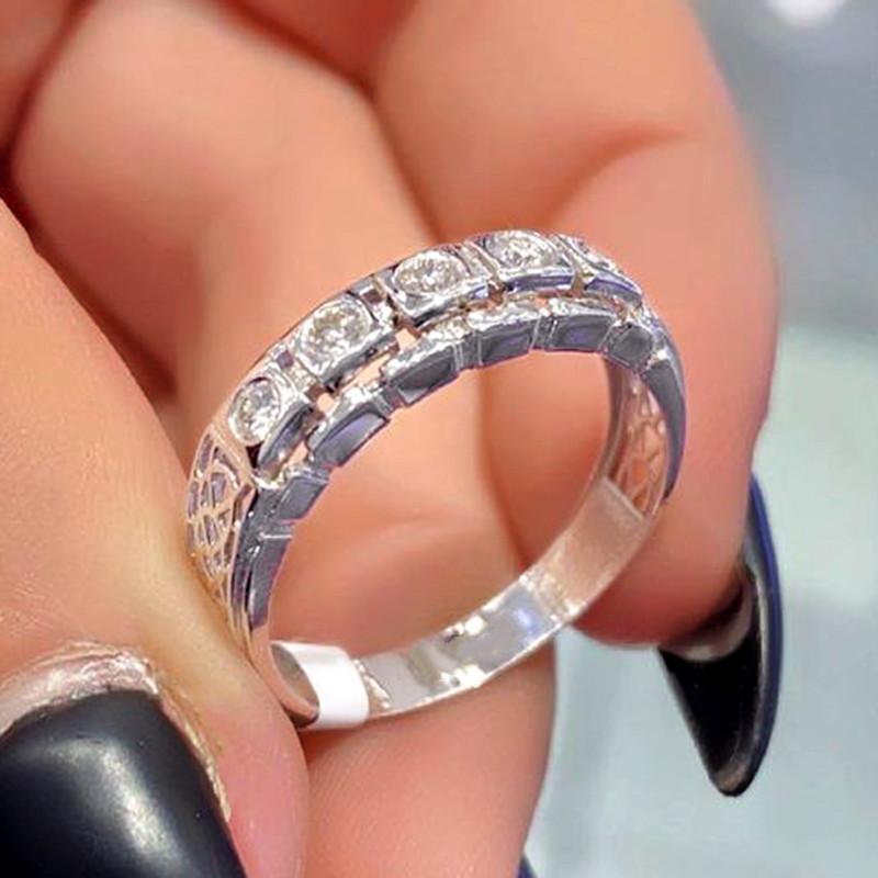 1Pc Lightweight Luxury Synthetic Zircon Ring, Suitable for Women's Niche Design, Simple Geometric Pattern, Personalized Fashion Ring