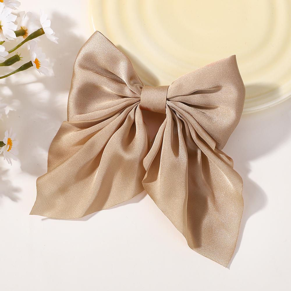 LOVEKIKI 4.9inch Elegant Hair Bows Hair Clip for Womens Fashion Ponytail Hairgripes Girls Solid Color Satin Butterfly Barrettes