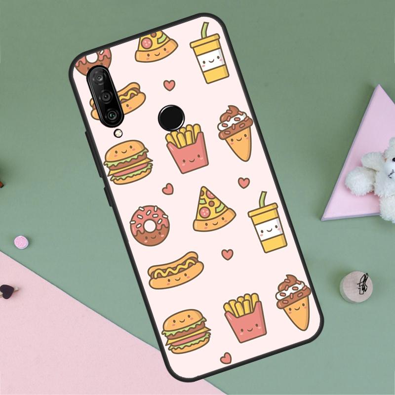 Pommes Burger Pizza Für Huawei P20 P40 Lite P60 P30 Pro Nova 5T 9 10 SE 12s 12i 11i Y90 Y70 Y60 Y61 Y72 Y91 Hülle