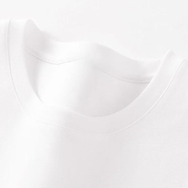 Cotton Round Neck Long Sleeve T-shirt Womens Autumn Fashion Basic White Top Loose Fit Casual Tee