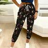 Sommer Damen Kleine Blume Patchwork Print Jogginghose Lockerer Schnitt Kordelzug Jogginghose Elastischer Bund Tägliche Lässige Hose