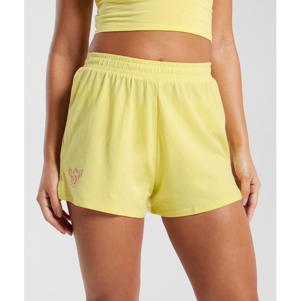 

GYMSHARK Cotton Graphic Shorts Lemon Yellow B7A8B YBMZ