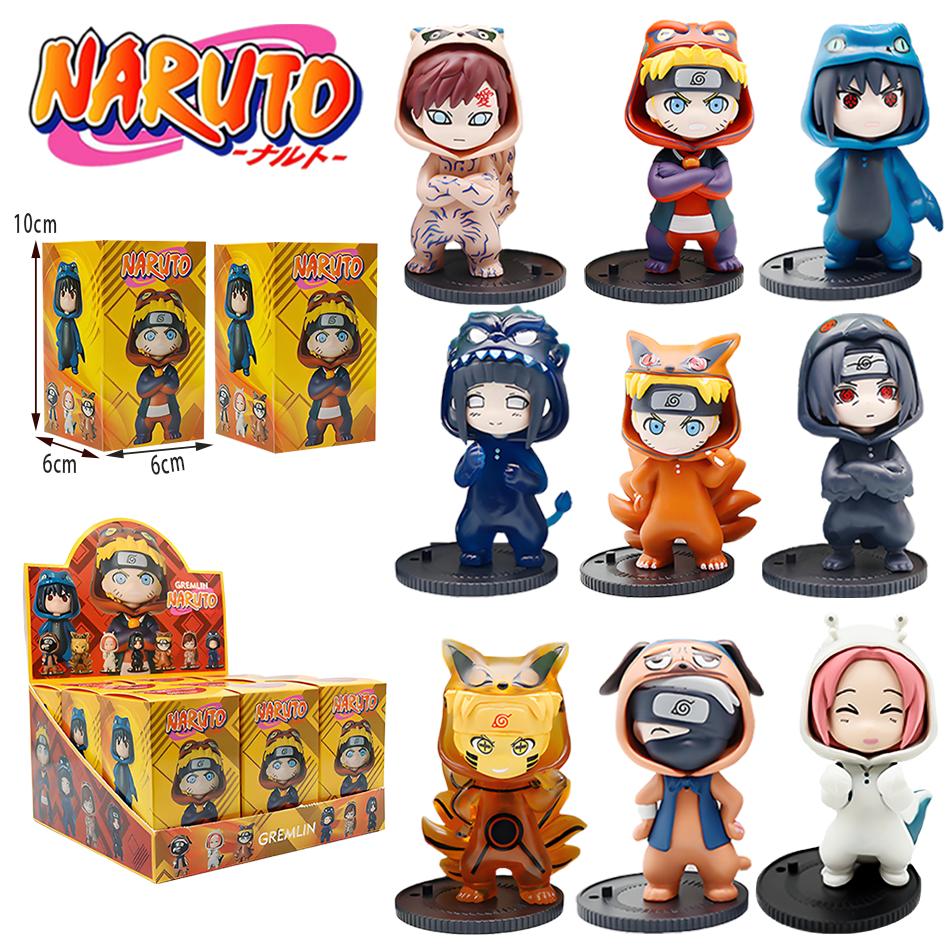 1-9 Peças Naruto Caixa Surpresa Figuras Modelo Ornamento Anime Uchiha Sasuke Sakura Cosplay Figura de Ação Modelo Brinquedos Decorações Presentes