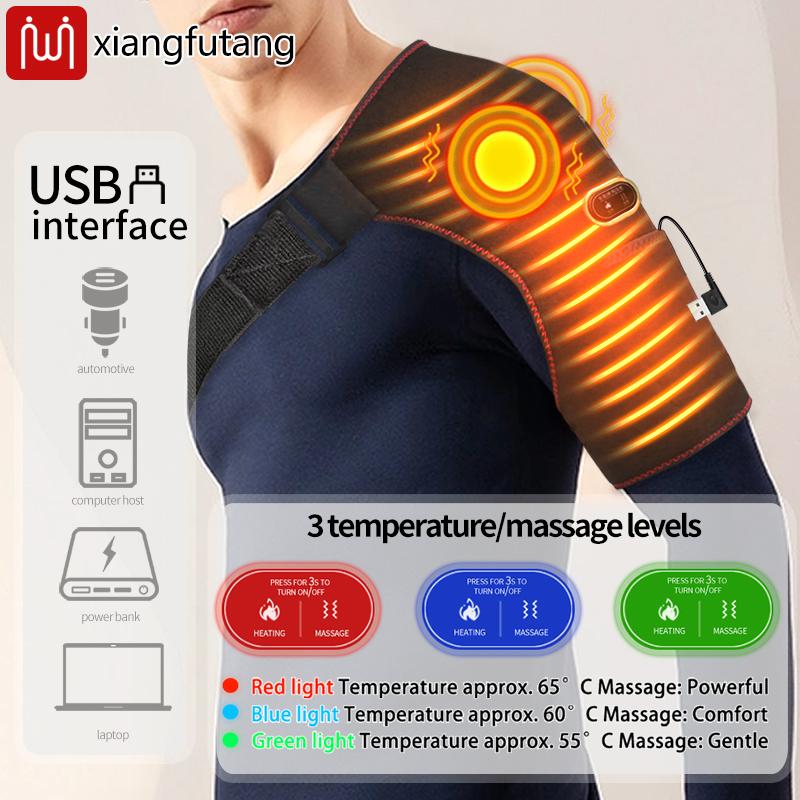 Durable And Safe Electric Shoulder Massager With Heating Pad Vibration Massage Support Belt Thermal Brace For Relaxation And Pain Relief