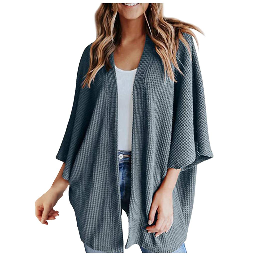 Women's Fashion Solid Color Loose Cardigan Sweater Knit Shirt T-Shirt Tops