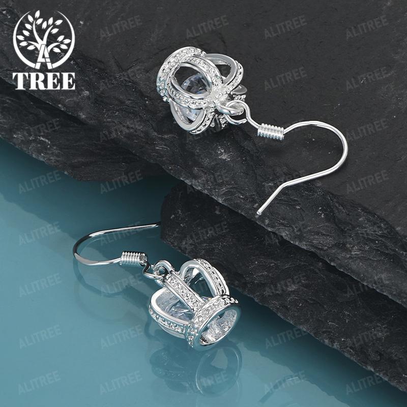 Luxury 925 Sterling Silver Nice Zircon Crown Drop Earrings Women Fashion Party Beautiful Exquisite Engagement Jewelry Accessorie