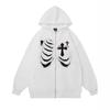 Harajuku Y2K Rib Cross, Autumn Women's Hooded Sweatshirt Zip Print Long Sleeve Loose Hoodie Jacket