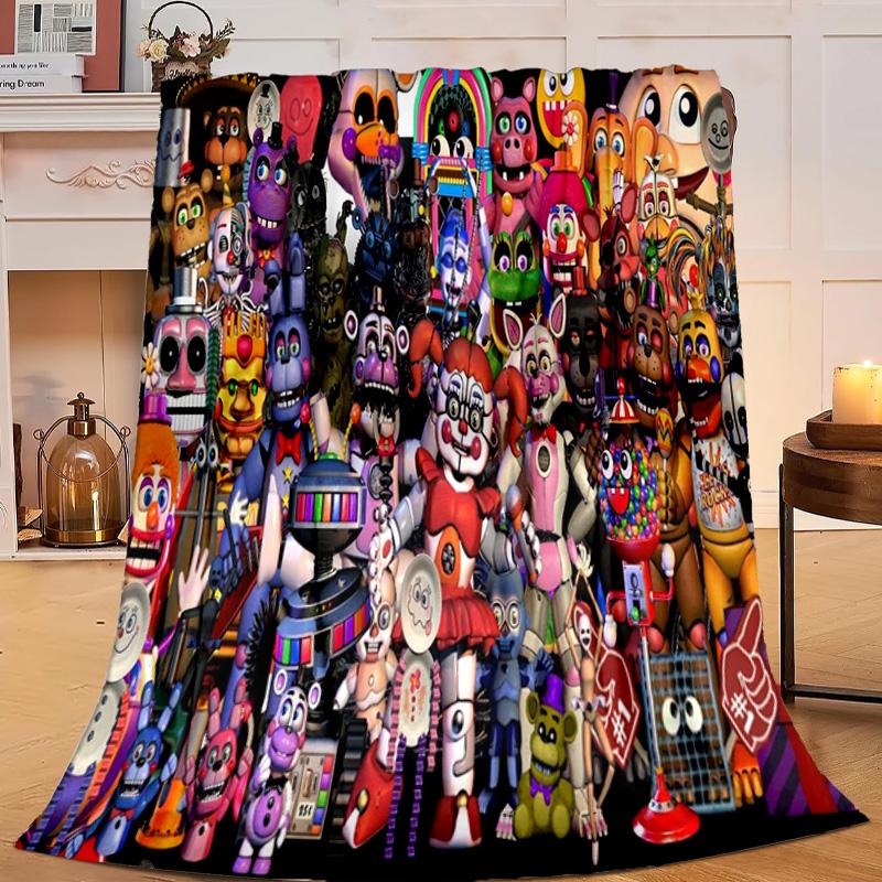 1PC Fnaf Character Collage Flannel Blanket Gift, Suitable for Both Men And Women, Soft Ideal for Beds And Sofa, Birthday Or Christmas Gift