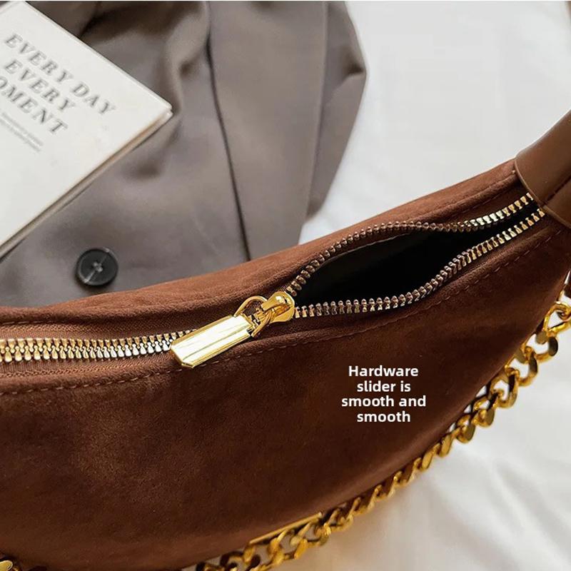 French Style Versatile Suede Handbag Women's Casual Crossbody Bag Retro Texture Single Shoulder Bag Neutral Minimalist Style