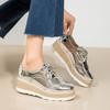 2025 Autumn Fashion Women's Small Leather Shoes Lace-up Platform Muffin Wedge Heel Single Shoes British Style Casual Shoes HZB-2931-9