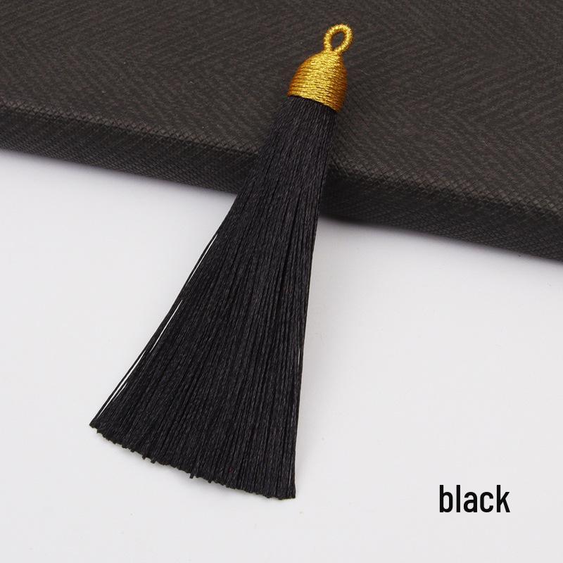 8CM Gold Threaded Cap Pull Ring Tassel Fringe Ornament Pendant Bookmark Accessory
