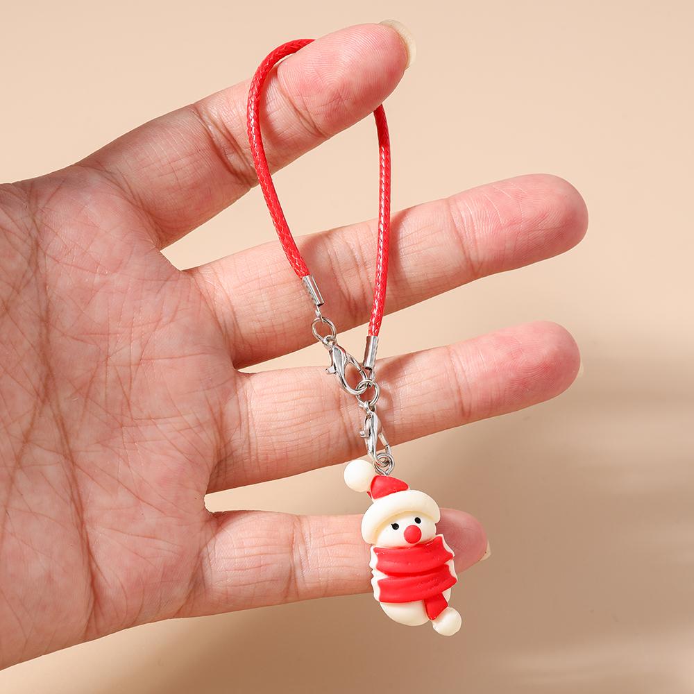 3pcs Cute Resin 3D Christmas Tree Snowman Phone Chain Women Girls Phone Strap DIY Keychain Pendants Mobile Lanyard Jewelry Gift