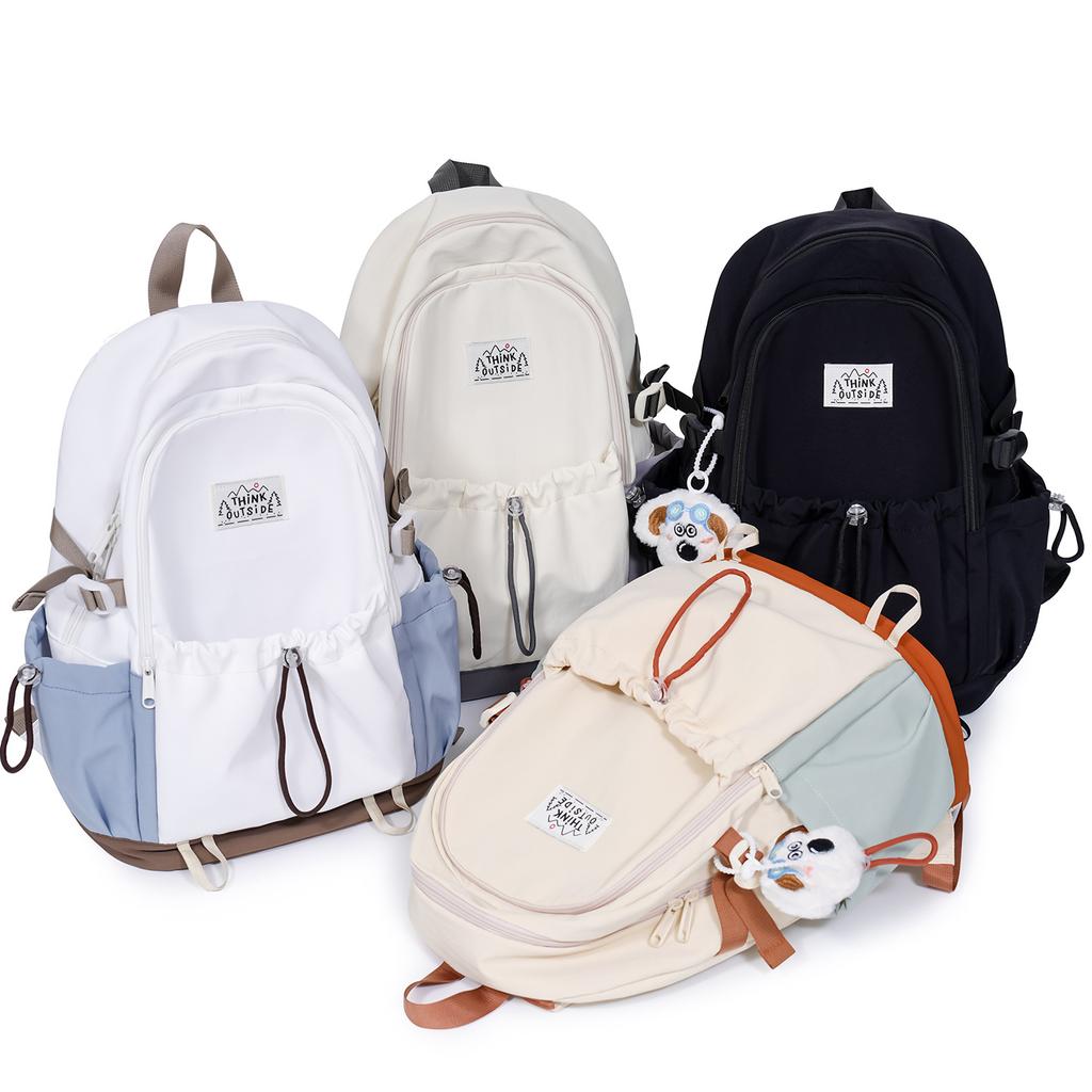 Schoolbag Trendy Versatile Casual Backpack Korean Edition Fashion Color Matching Student School Bag Multifunctional Lightweight Outdoor Sports Bag