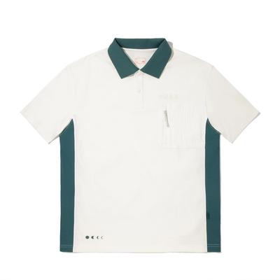 Li Ning Spliced Soft Comfortable Breathable Versatile Short Sleeve Polo Shirt Men Polo Shirts Champagne-White Ink-Green APLV451-1