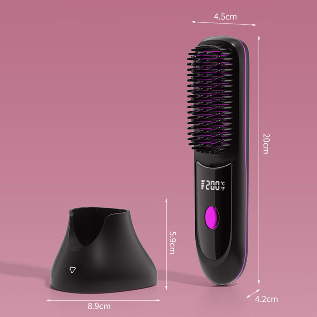 Cordless Hair Straightener Brush with 3 Temperature Settings (160 celsius 200 celsius ), Fast Heating Hair