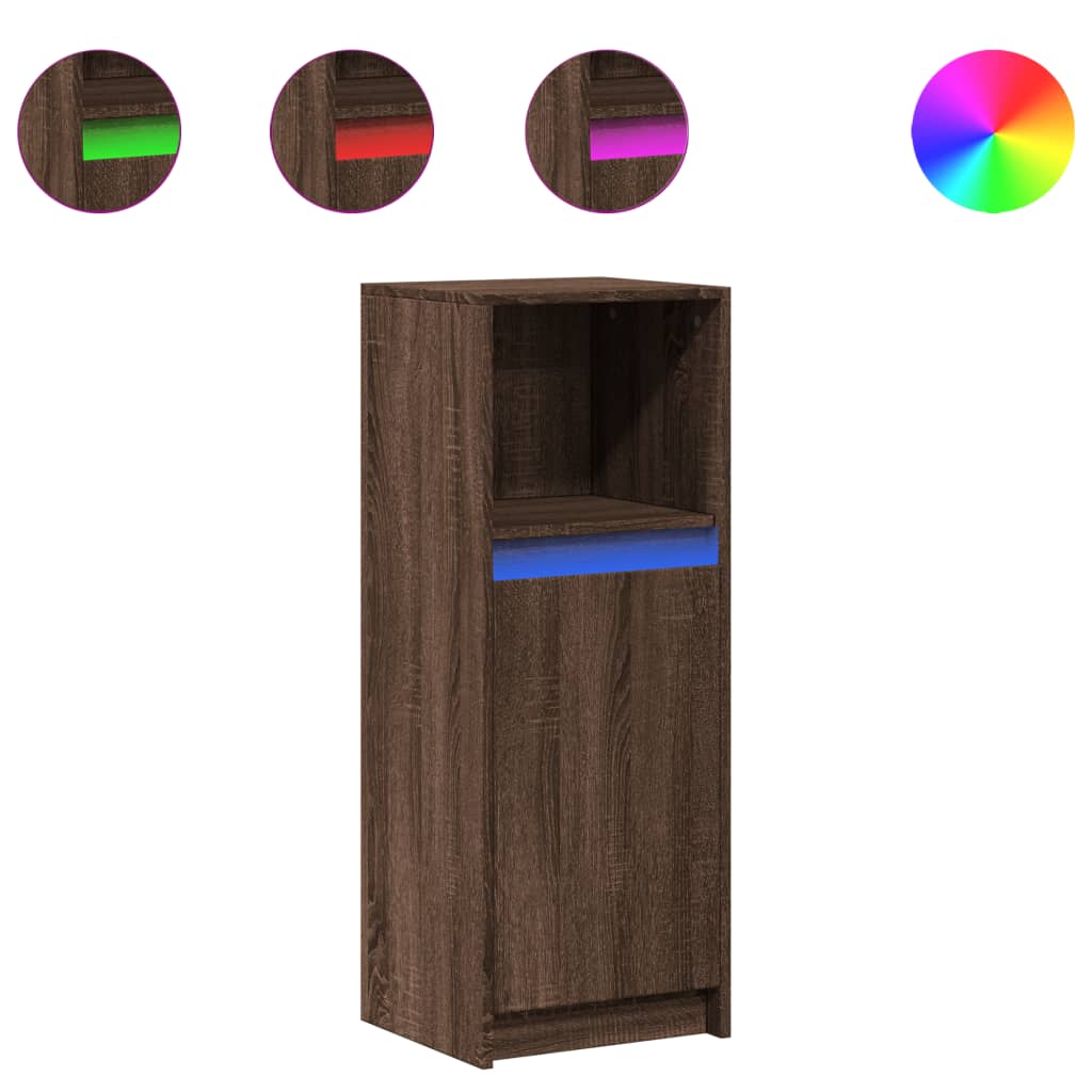 LED Sideboard Brown Oak Effect 38 x 34 x 100 cm Engineered Wood