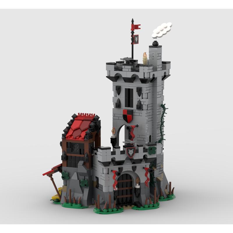 877PCS New MOC Building Model Medieval Wolf Outpost Castle DIY Creative Educational Children's Building Blocks Gift