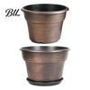 Planters for Flowers Retro Flower Pot with Saucer, Bronze Finish Plant Drainage Holes, Pots Succulents Breathable Thickened Plastic Planter
