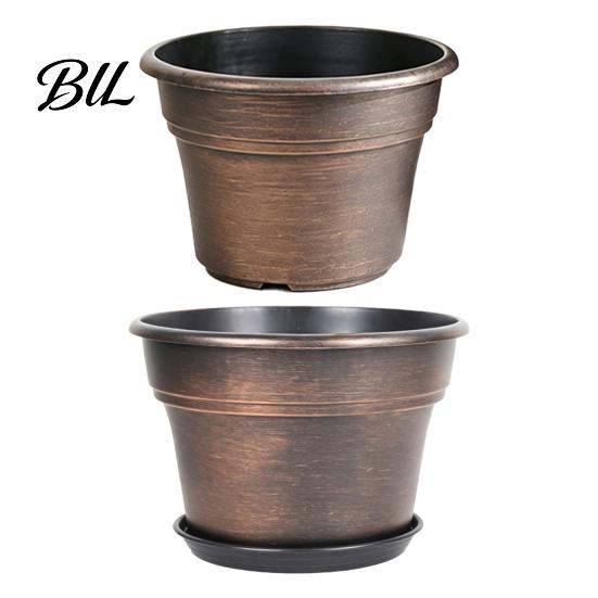 Planters for Flowers Retro Flower Pot with Saucer, Bronze Finish Plant Drainage Holes, Pots Succulents Breathable Thickened Plastic Planter