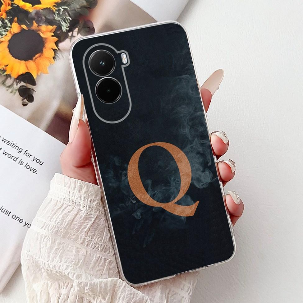 For Xiaomi Poco M7 4G Case Cover Transparent Aesthetic A-Z Letters Fashion Flowers Crown Soft Bumper Casing