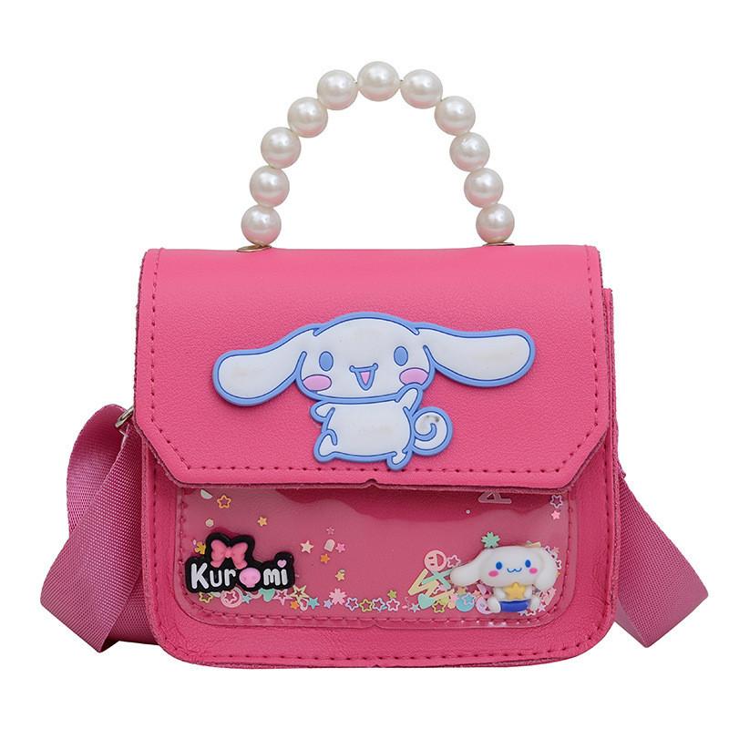 Adorable Cartoon Kids Shoulder Bag Pearl Handle Fashionable Girls Crossbody Bag розы красного