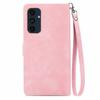 For Samsung Galaxy A16 5G/A16 4G Zipper Wallet Case with Strap Flower Imprint PU Leather Phone Cover