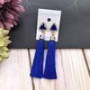 Retro flower gemstone with diamond fringed stud earrings long celebrity temperament earrings women's versatile earrings
